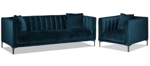 Celina Sofa and Chair Set - Blue