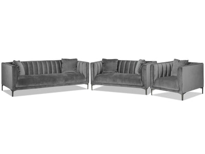 Celina Sofa, Loveseat and Chair Set - Light Grey