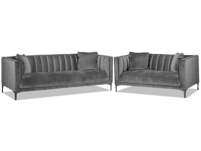 Celina Sofa and Loveseat Set - Light Grey