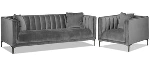 Celina Sofa and Chair Set - Light Grey