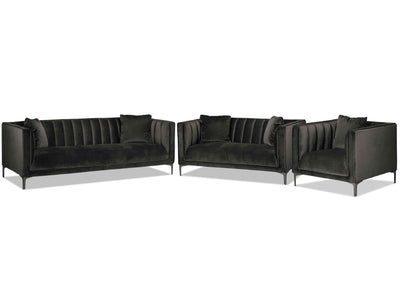 Celina Sofa, Loveseat and Chair Set - Dark Grey