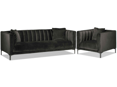 Celina Sofa and Chair Set - Dark Grey