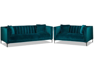 Celina Sofa and Loveseat Set - Green