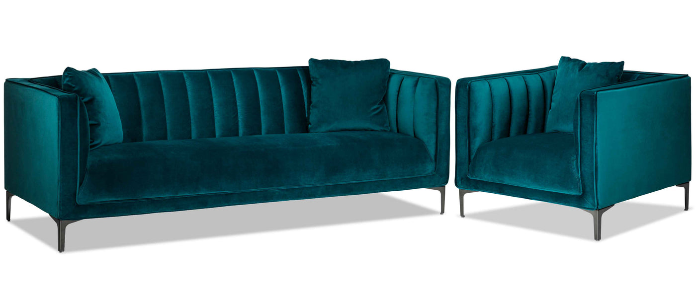 Celina Sofa and Chair Set - Green