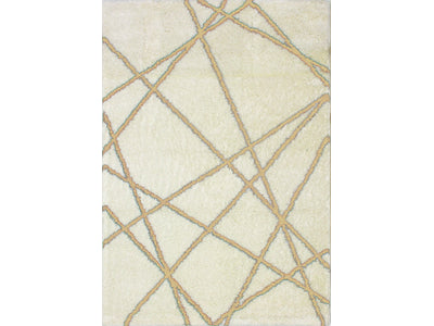 Finesse 7'10" X 10'6" Lines Crossing Shag Rug - Cream Beige Area Rug