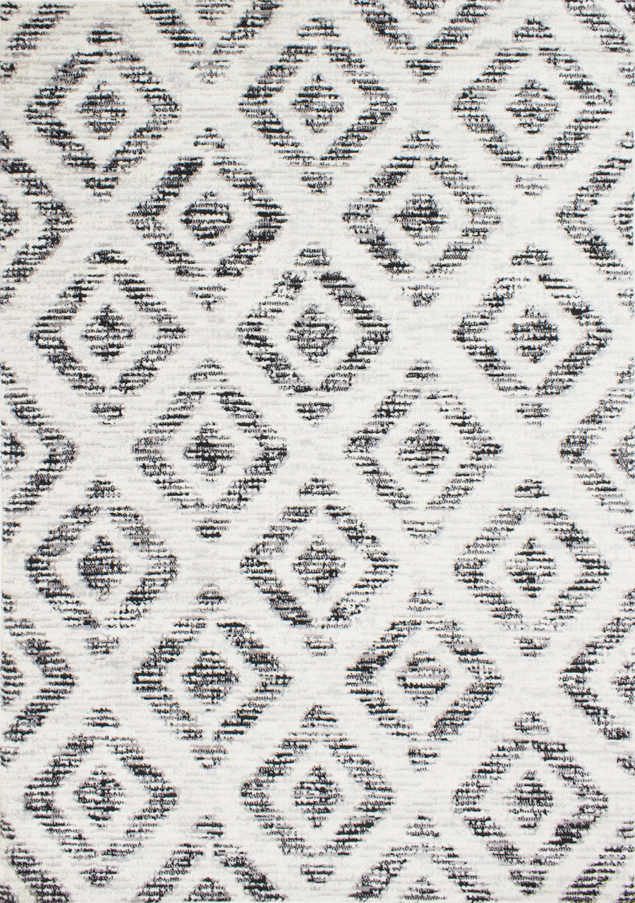 Meridian Diamond Distressed Area Rug - 5' X 8' - Grey