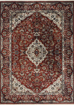 Satara 5'3" X 7'7" Classic Border Rug - Red Cream  Area Rug
