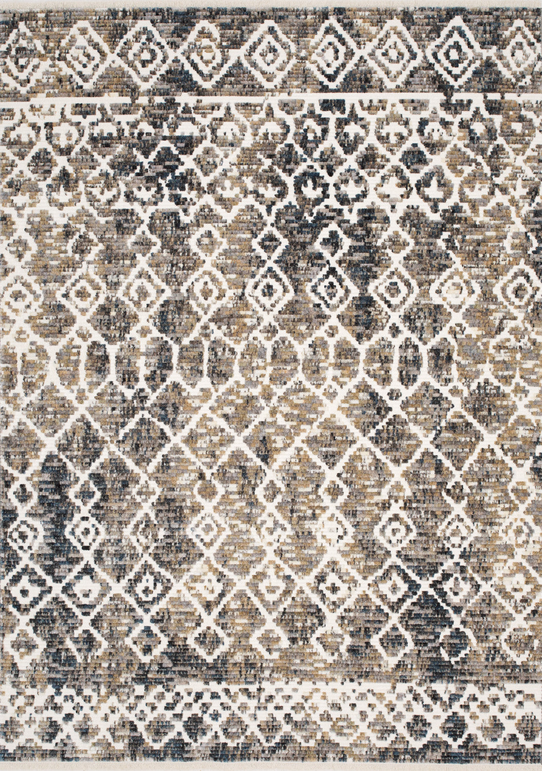 Natick 5'3" X 7'7" Tribal Rug - Beige Blue  Area Rug