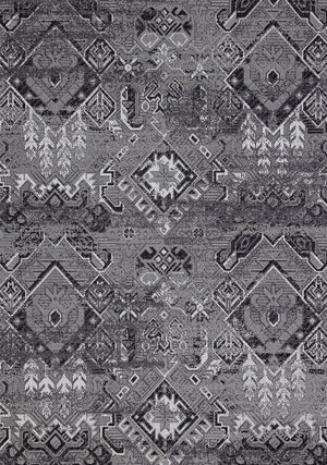 Jango 5'3" X 7'4" Indoor/Outdoor Geometric Rug - Grey Black  Area Rug