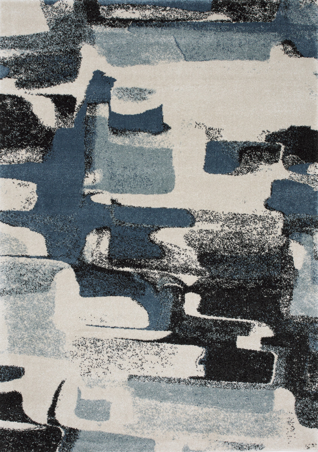 Easterly 7'10" X 10'6" Uneven Stamps Rug - Cream Blue Grey  Area Rug