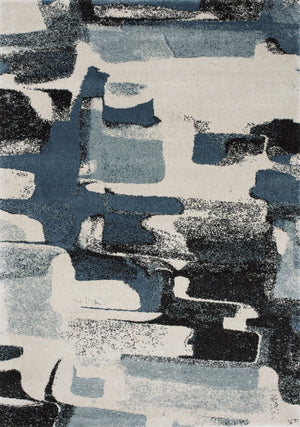 Easterly 7'10" X 10'6" Uneven Stamps Rug - Cream Blue Grey  Area Rug