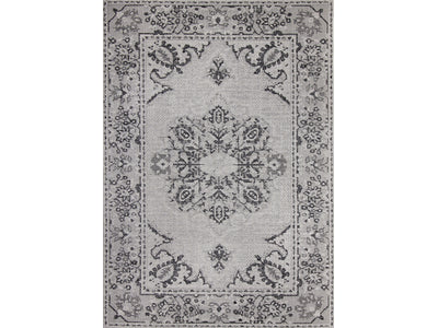 Camby 7'10" X 10'6" Indoor/Outdoor Traditional Rug - Grey Black  Area Rug