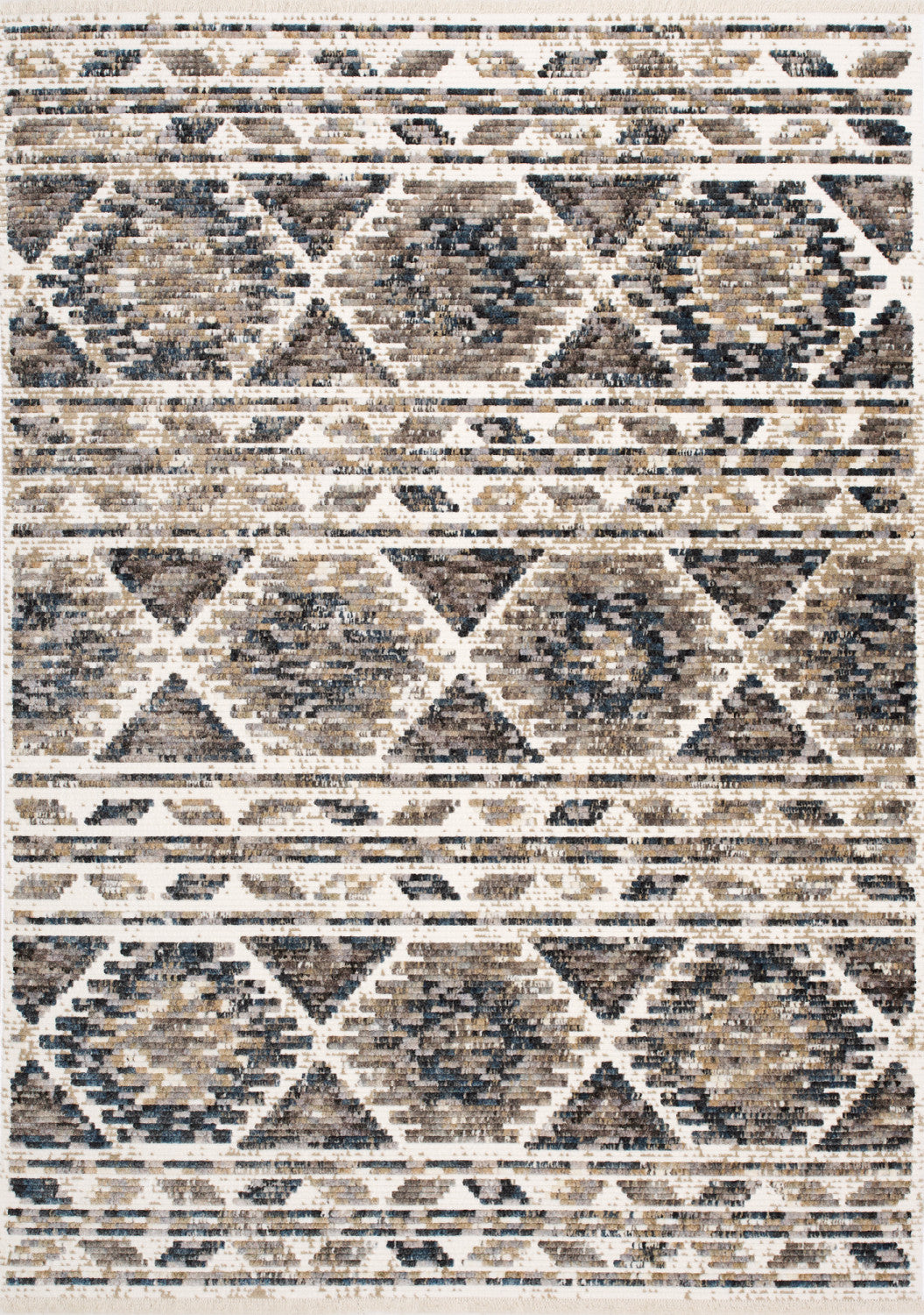 Natick 5'3" X 7'7" Hexagon Bands Rug - Blue Cream Area Rug
