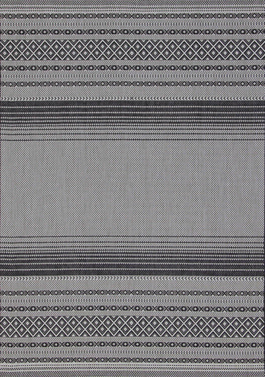 Jango 7'10" X 10'6" Indoor/Outdoor Tribal Rug - Grey Black Area Rug