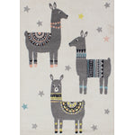 Novelle Kids 5'3'' X 7'7'' 3-Llama Rug - Cream Grey Area Rug