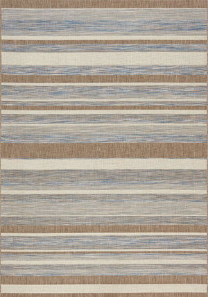 Euclid 5'3" X 7'7" Indoor/Outdoor Banded Rug - Grey Brown Area Rug