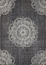 Fiona 5'3" X 7'4" Medallion Stamps Rug - Grey Cream   Area Rug