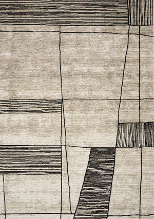 Ollie 5'1" X 7'7" Abstract Pen Drawing Rug - Grey  Area Rug