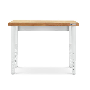 Gladiator Hammered White 4' Adjustable Height Hardwood Workbench - GAWB04HWJW