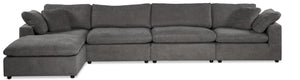 Cirrus 5-Piece Modular Sectional with Ottoman - Grey