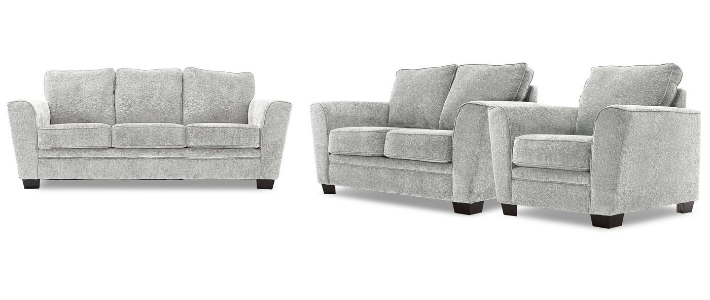 Daisy Sofa, Loveseat and Chair Set - White