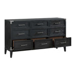 Laguna 9 Drawer Dresser - Weathered Oak, Black