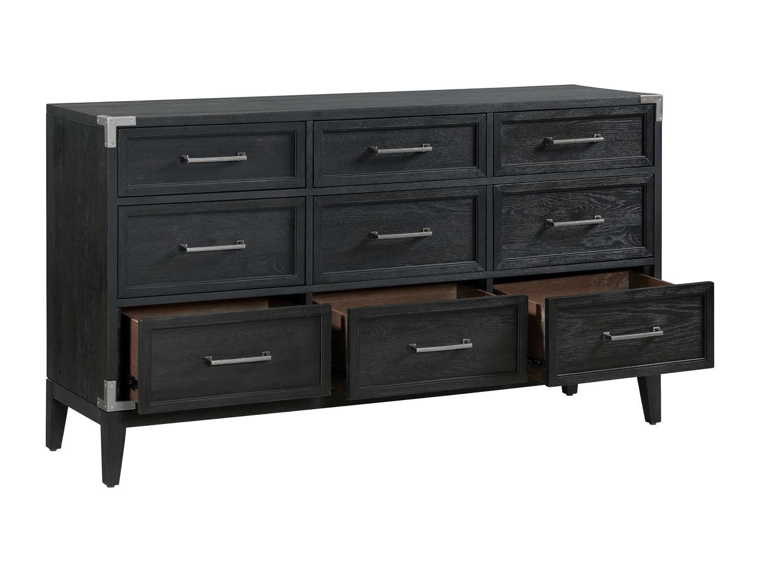 Laguna 9 Drawer Dresser - Weathered Oak, Black