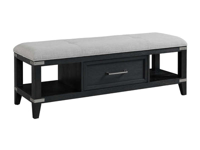 Laguna Upholstered Storage Bench - Weathered Oak, Black