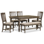 Bilboa 6-Piece Extendable Dining Set with Bench - Roasted Oak