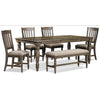 Bilboa 6-Piece Extendable Dining Set with Bench - Roasted Oak