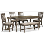 Bilboa 6-Piece Extendable Dining Set with Bench - Roasted Oak