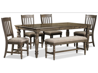Bilboa 6-Piece Dining Room Set with Bench - Roasted Oak