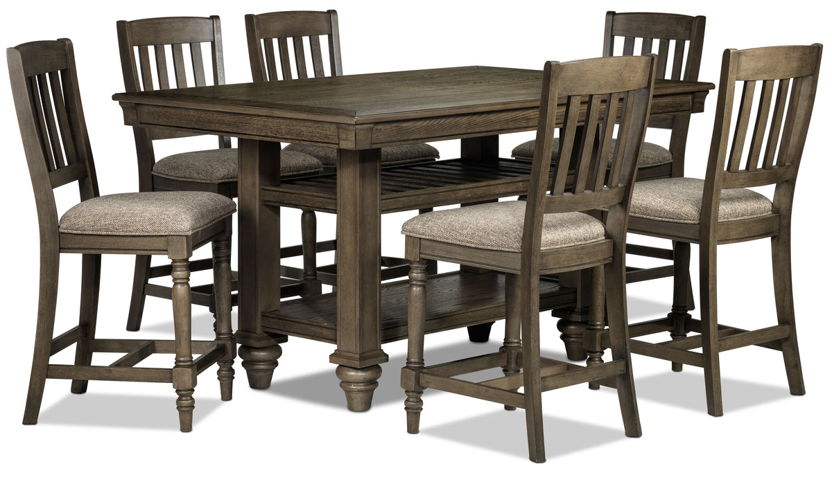 Bilboa 7Piece Counter Height Dining Set Roasted Oak Leon's