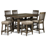 Bilboa 7-Piece Counter Height Dining Set with 2 Counter Backless Stools - Roasted Oak