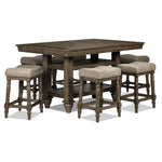 Bilboa 7-Piece Counter Height Dining Set with 6 Counter Backless Stools - Roasted Oak