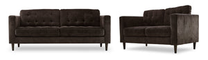 Anthena Sofa and Loveseat Set - Dark Chocolate