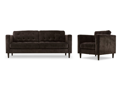 Anthena Sofa and Chair Set - Dark Chocolate