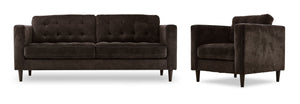 Anthena Sofa and Chair Set - Dark Chocolate