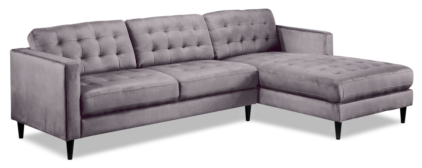 Paragon 2-Piece Sectional with Right-Facing Chaise - Light Grey