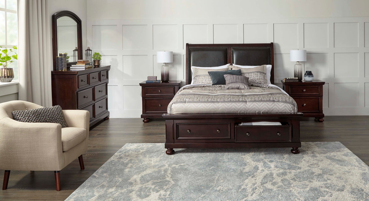 Chester 6Piece Queen Storage Bedroom Package Cherry Leon's