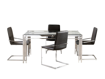 Jasmine 5-Piece Dining Set - Glass, Chrome, Dark Grey