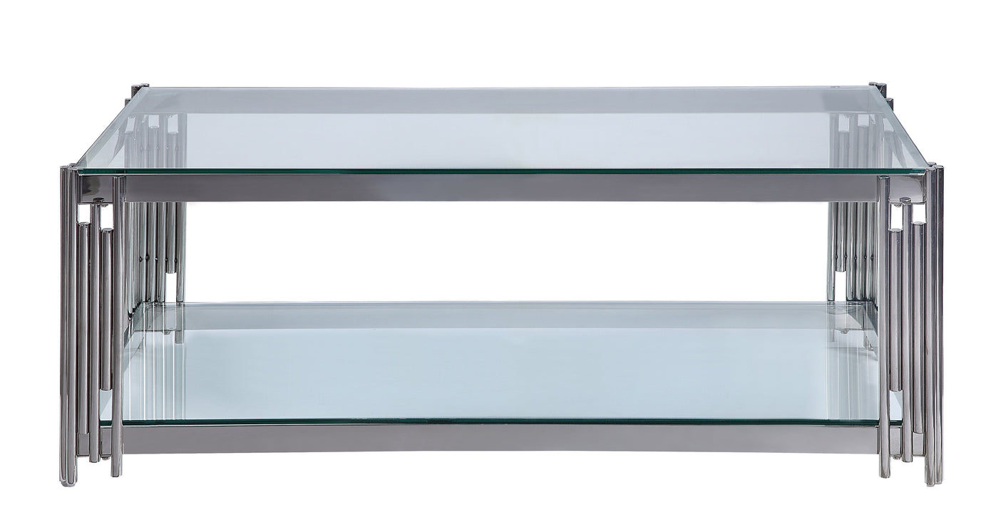 Liana 47" Coffee Table - Glass and Stainless Steel