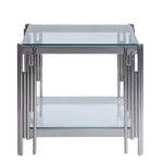 Liana 22" End Table - Glass and Stainless Steel