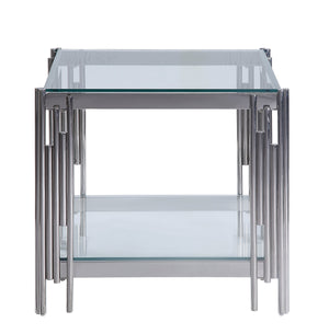 Liana End Table - Glass and Stainless Steel