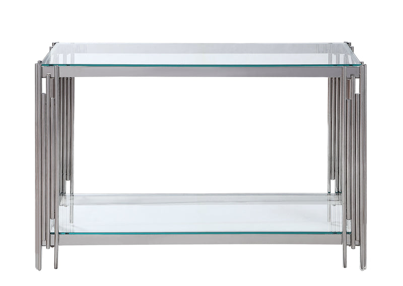 Liana Sofa Table Glass and Stainless Steel Leon's