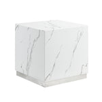 Helios End Table - White and Silver