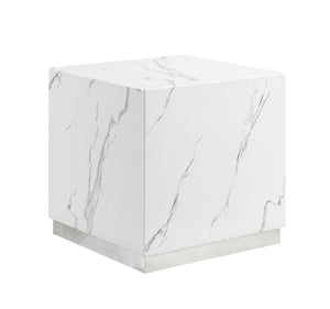 Helios End Table - White and Silver