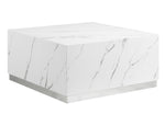Helios 30" Square Coffee Table - White and Silver