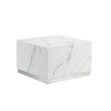 Helios 24" Square Coffee Table - White Marble and Silver