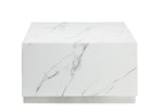 Helios 24" Square Coffee Table - White and Silver